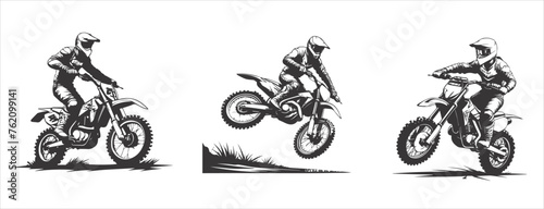 silhouettes of man riding on motocross vector design