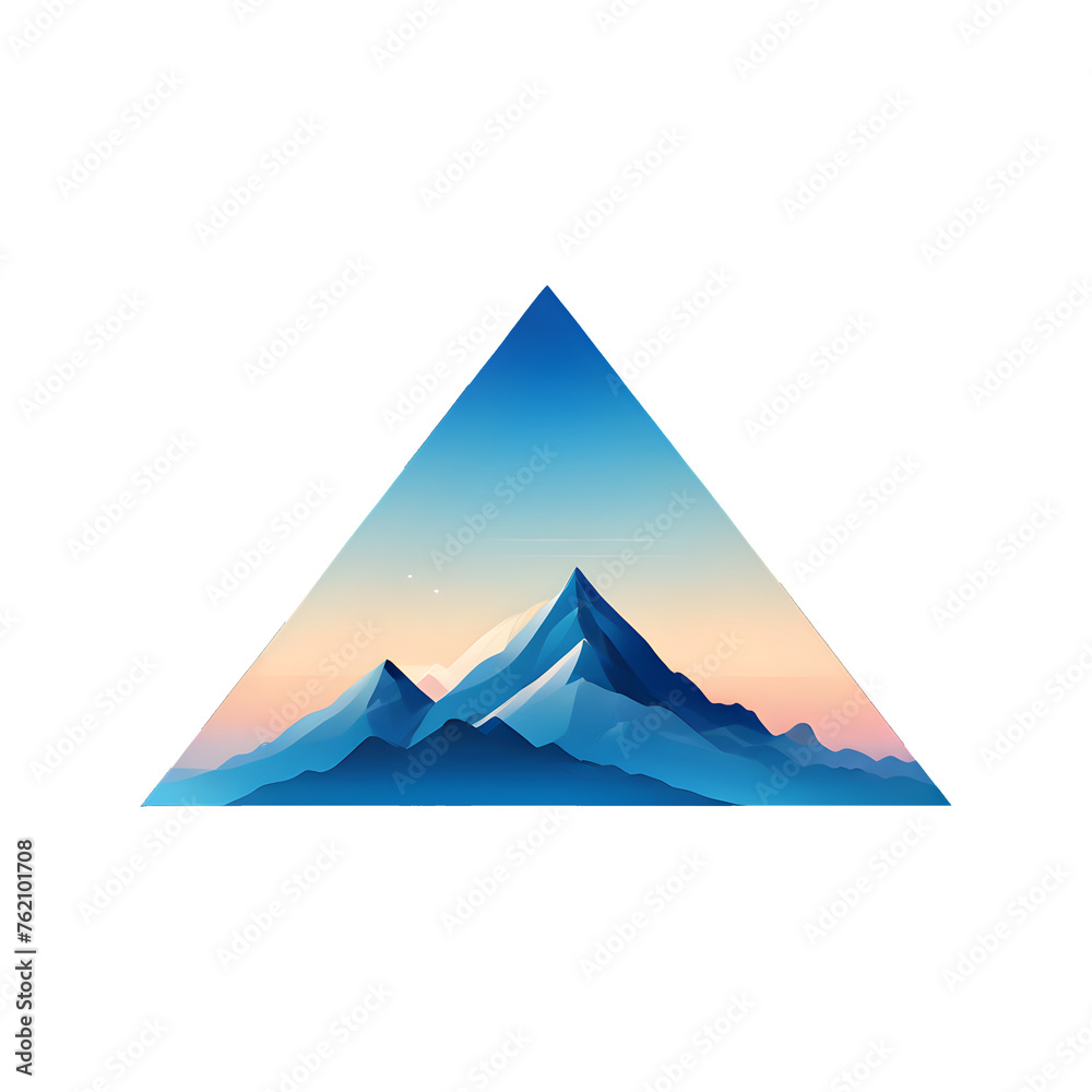 Abstract minimalist blue and yellow Triangle Mountain Logo, isolated with transparent background. Geometric Shape vector icon logo Abstract minimalist blue and yellow Triangle Mountain Logo, isolated with transparent background. Geometric Shape vector icon logo