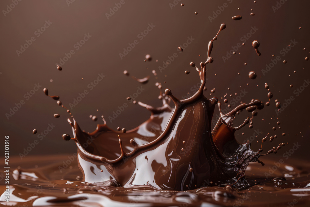Chocolate splash on brown background Chocolate splash on brown background