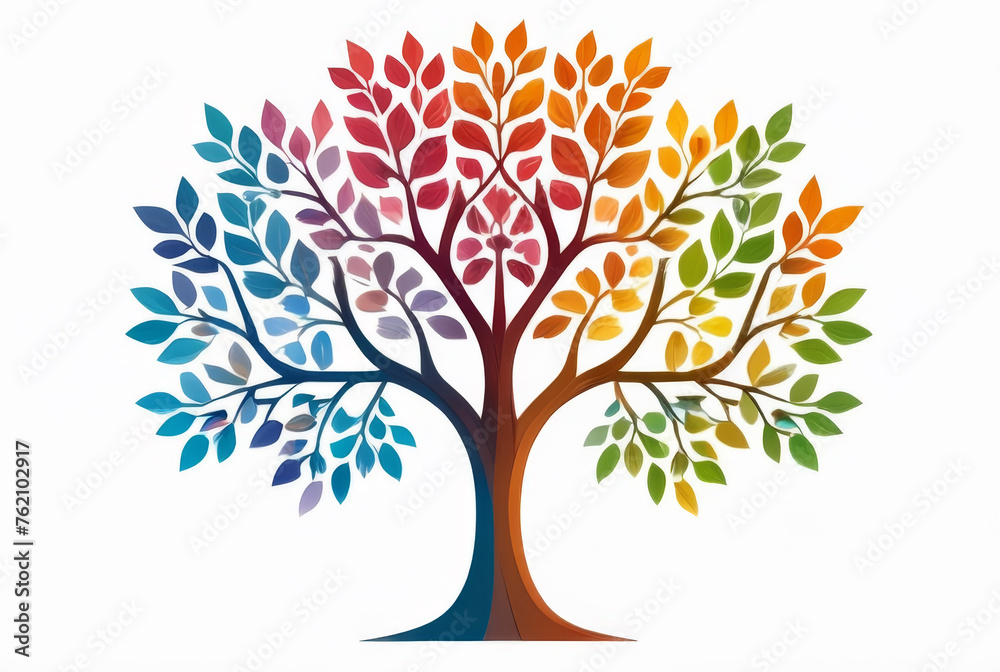Obraz premium Colorful autumn tree on white background. Vector illustration for your design