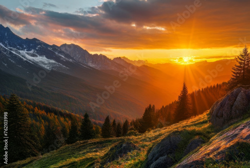 Sunset in the mountains. Russia, Siberia, Altai mountains.