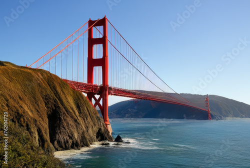 Golden Gate Bridge in San Francisco, California, USA. Famous travel destination.