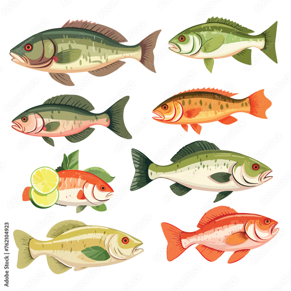 Fresh Fish Clipart isolated on white background
