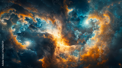 Nebula, swirling gases, ethereal beauty, cosmic clouds drifting in space, a mesmerizing canvas of creation Photography, Backlights, Vignette © NightTampa