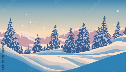 winter landscape with mountains