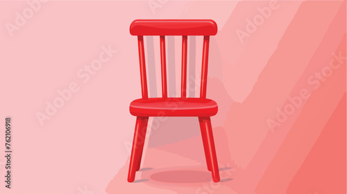 Red wood chair on the white background flat vector