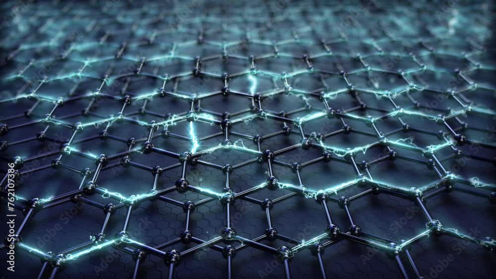 Graphene Battery Electrical Conductivity loop. This macro 3D animation represents how conductive graphene is.