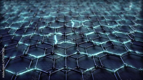 Graphene Battery Electrical Conductivity loop. This macro 3D animation represents how conductive graphene is. photo