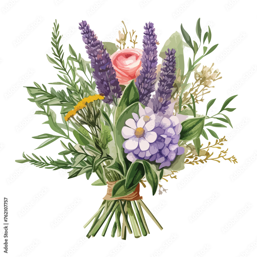 Herbs Bouquet Clipart isolated on white background