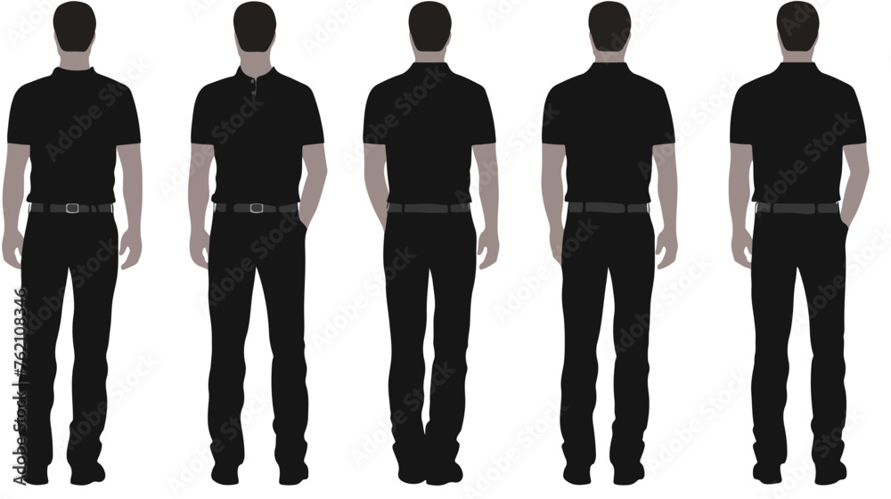 Silhouette man with t-shirt and pants design flat vector - obrazy, fototapety, plakaty 