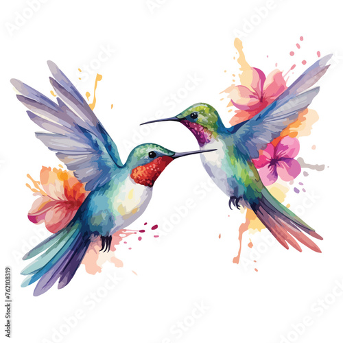 Hummingbirds Clipart Watercolor clipart isolated on