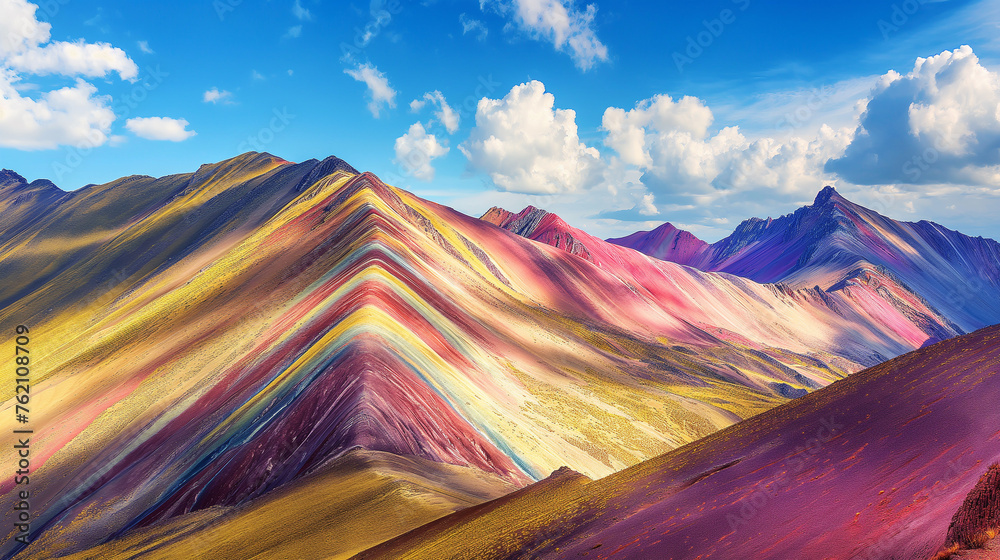 Vinicunca mountain in Peru in seven colors. - obrazy, fototapety, plakaty 
