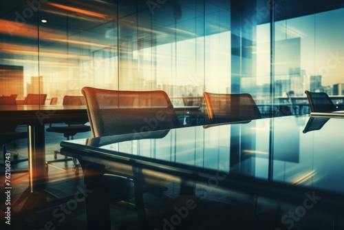 Corporate Office blurred people. Conference space. Generate Ai