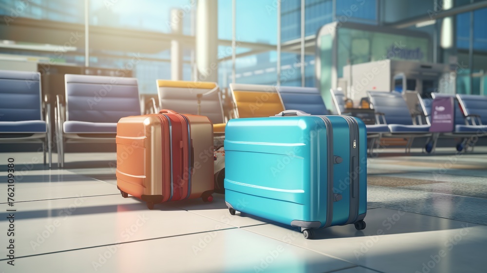 Suitcases in Airport Terminal Waiting Area Air
Suitcases in Airport Terminal Waiting Area Air