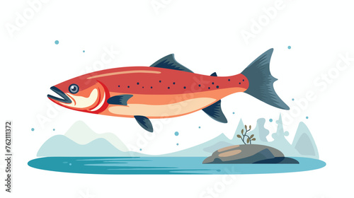 Vector illustartion of fishing and fish icon flat vector