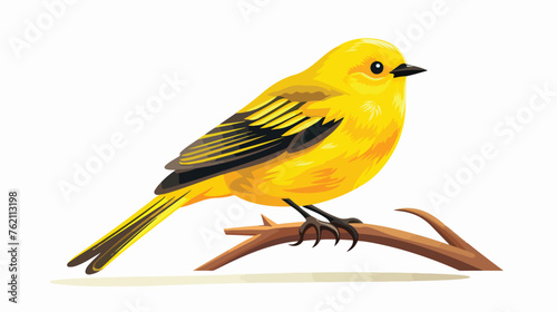 Yellow bird flat vector isolated on white background