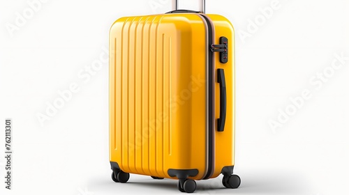 Wallpaper Mural yellow travel suitcase with wheels on a white background,  Torontodigital.ca