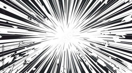 Flash explosion radial lines in comic book or manga style isolated on transparent background. Vector black light strips burst,Abstract geometric illustration with random, chaotic elements