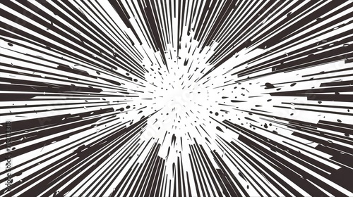 Flash explosion radial lines in comic book or manga style isolated on transparent background. Vector black light strips burst,Abstract geometric illustration with random, chaotic elements