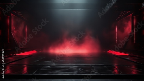 The Dark Stage Shows Red Background: An Empty

