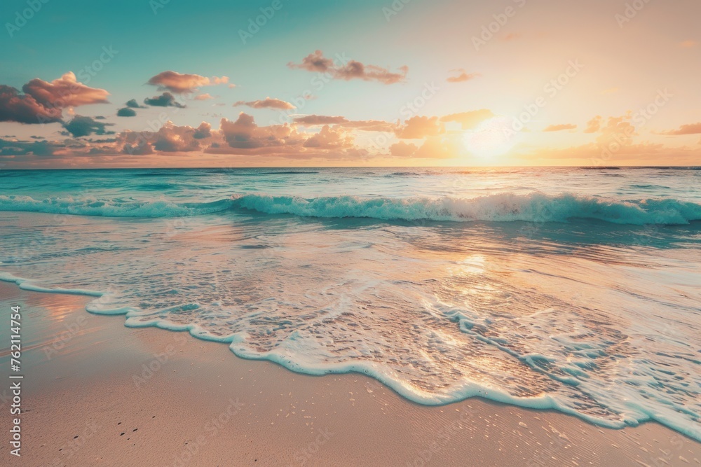 Golden Sunset Splendor on a Serene Tropical Beachfront Generative AI Golden Sunset Splendor on a Serene Tropical Beachfront Generative AI