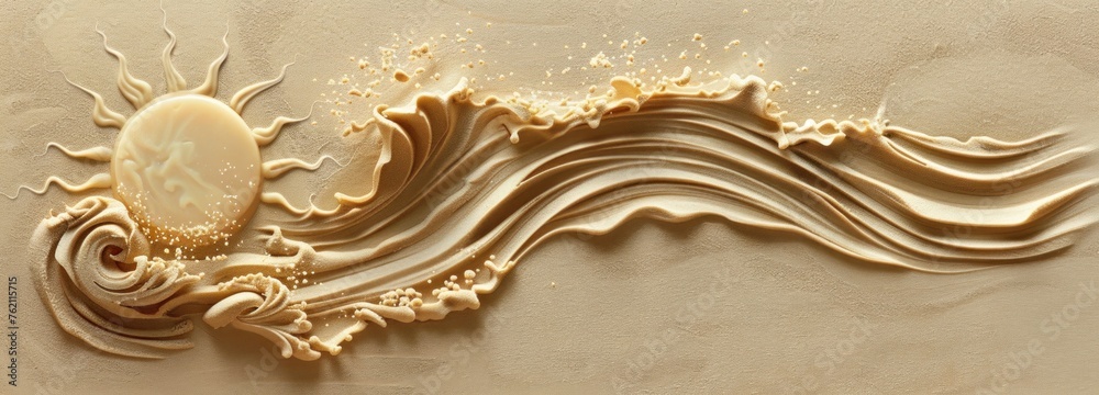 Gilded Sun Embrace - Celestial Waves on Textured Serenity Generative AI Gilded Sun Embrace - Celestial Waves on Textured Serenity Generative AI