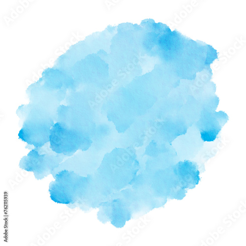 Abstract Pastel Blue Watercolor Splash Paper Texture Paint Stain Background Circle