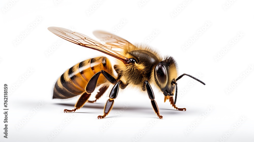 Bee isolated on white background close up Bee isolated on white background close up