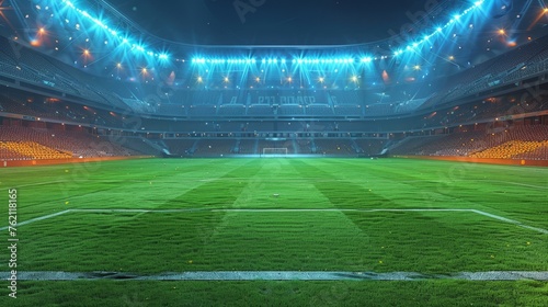 Soccer Stadium with green field football competition photo