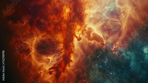 Cosmic marvel – a nebula's fiery embrace stretches across the vast universe.