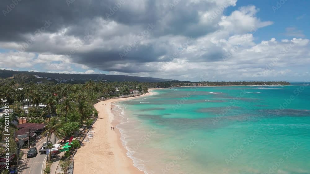 Drone shot of a storm approaching a silver in the caribbean Drone shot of a storm approaching a silver in the caribbean