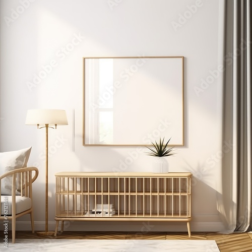 Frame mockup, ISO A paper size. Walk in closet wall poster mockup. Interior mockup with house background. Modern interior design. 3D render
