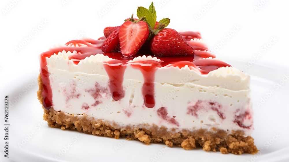 Strawberry cheesecake isolated on white background Strawberry cheesecake isolated on white background