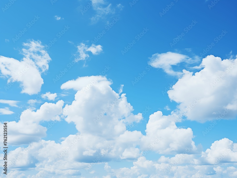 Fototapeta premium Blue Sky with Clouds at Summer Background. Generative AI