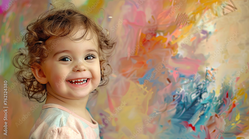 Cute happy little girl on isolated watercolor background Cute happy little girl on isolated watercolor background