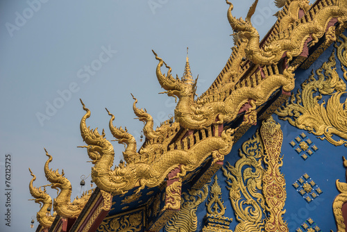 Wat Rong Suea Ten or The Blue Temple is the most famous landmark, Chiang Rai, Thailand  © Herotozero