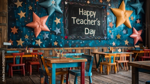 Colorful Classroom Celebration for Happy Teacher's Day © Berzey Art