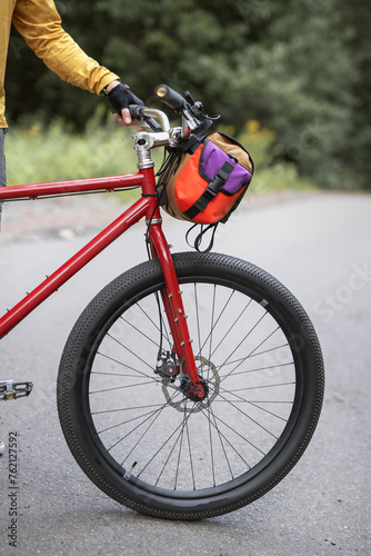 Man next to a bicycle. Tourism image