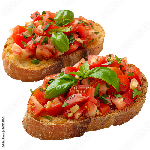 Delicious Bruschetta, Toasted Bread Topped with Fresh Tomatoes, Garlic, Basil, and Olive Oil, a Classic Italian Appetizer