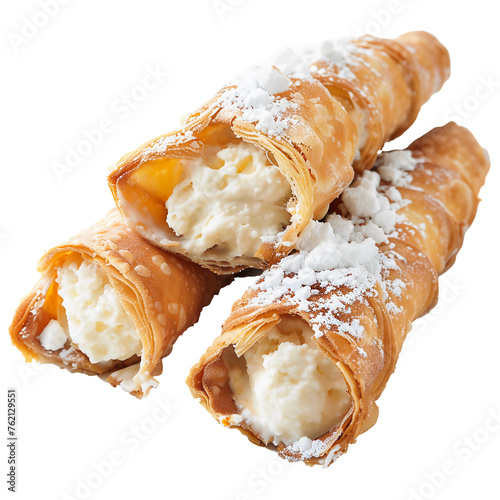 Delicious Cannoli: Crispy Italian Pastry Tubes Filled with Sweet Ricotta Cheese, Chocolate Chips, and Candied Fruit