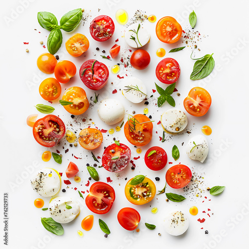 Refreshing Caprese Salad, Italian Dish with Fresh Mozzarella, Juicy Tomatoes, Basil Leaves, Olive Oil, and Balsamic Glaze