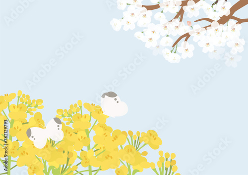 菜の花の風景のベクターイラスト