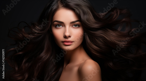 portrait of a woman with long hair , beauty shot