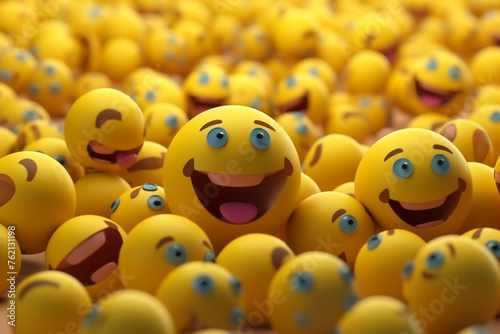 Happy and laughing emoticon 3D randering
