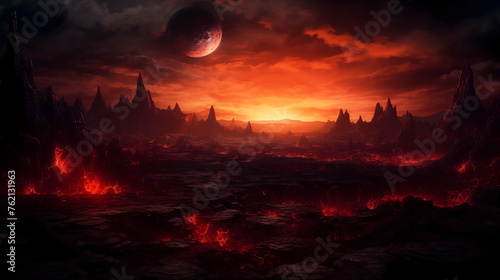 Fiery Twilight: Forest Blaze against Sunset Skyline