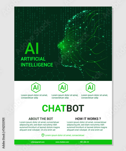 Chatbot flyer template design , modern technologies