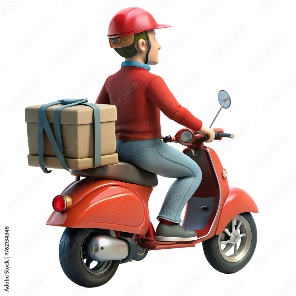 3d rendering delivery man riding a motorcycle with delivery box fast delivery illustration 3d rendering delivery man riding a motorcycle with delivery box fast delivery illustration