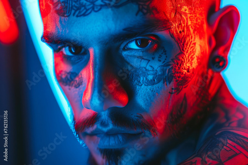 Latino Masculinity  Tattooed Face Portrait