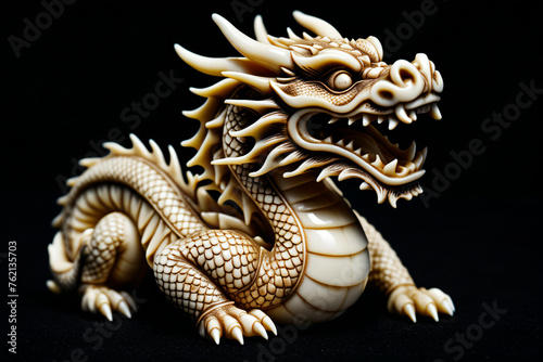 Ivory Dragon netsuke. Digital illustration.