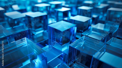 Gleaming Blue Cubes Abstract Background